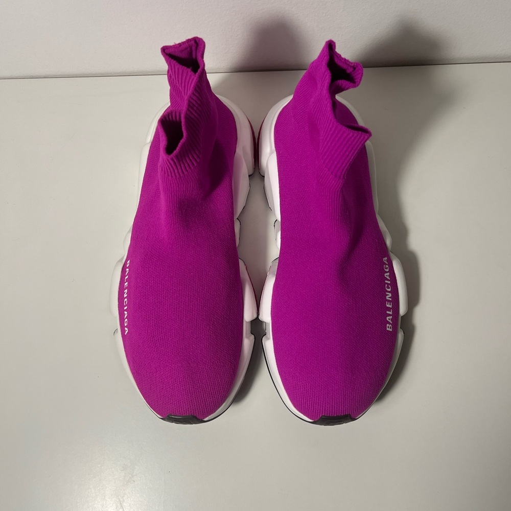 Balenciaga Fuchsia Speed Sock Knit Chunky Trainers Sneakers - Picture 5 of 10